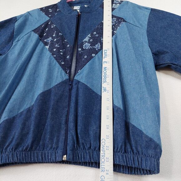 Vintage Coco Bay Miami Women Zip Jacket Denim 80s Medium Damaged Zipper Grandma - Picture 9 of 15